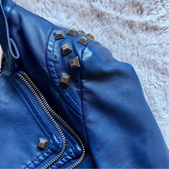 Leisurely Life Navy blue bikercore Moto jacket, spikes and zips, never worn. - Picture 7 of 15